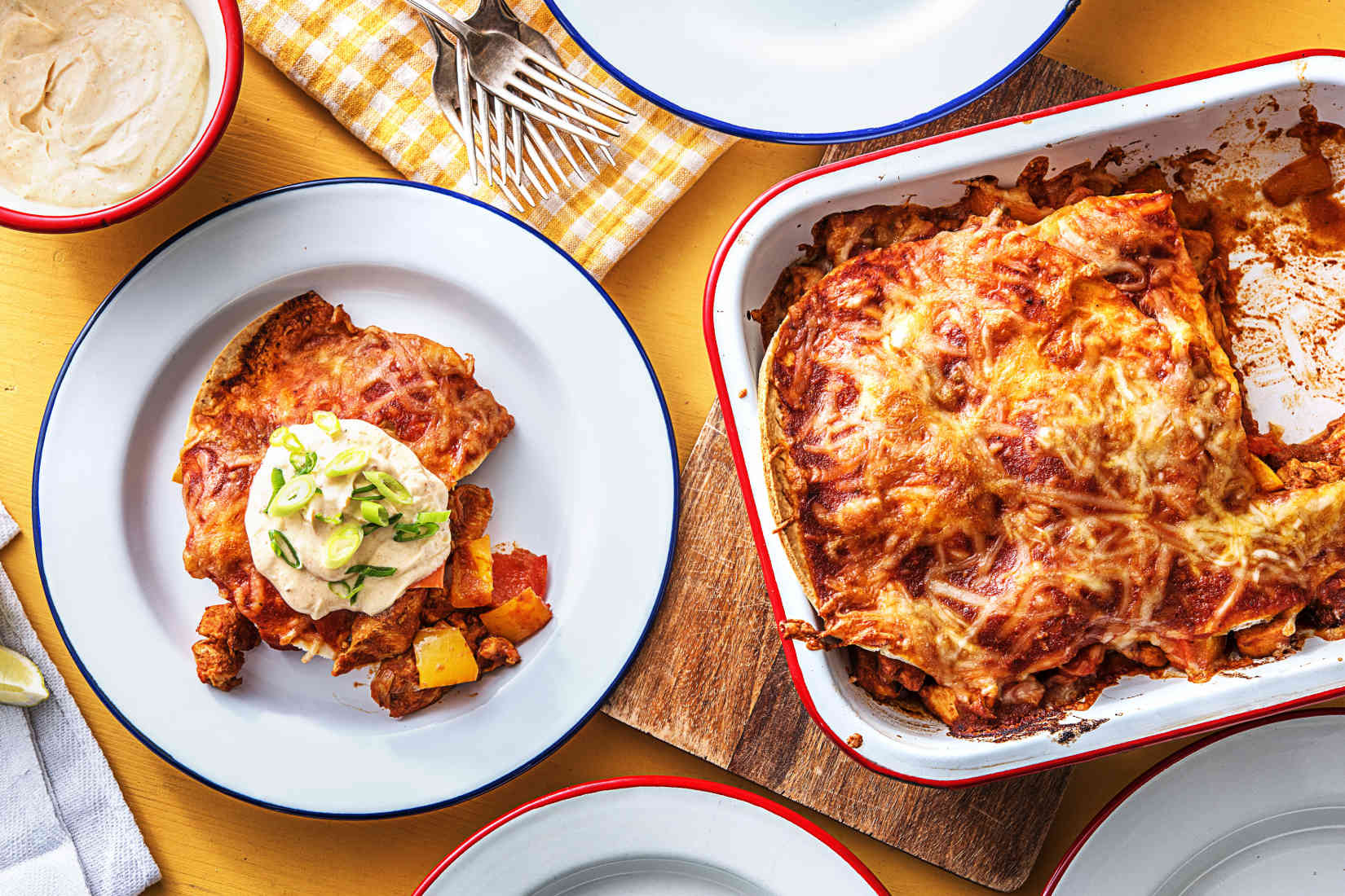 CheesyChickenEnchiladaBakewithBellPeppersandMontereyJack