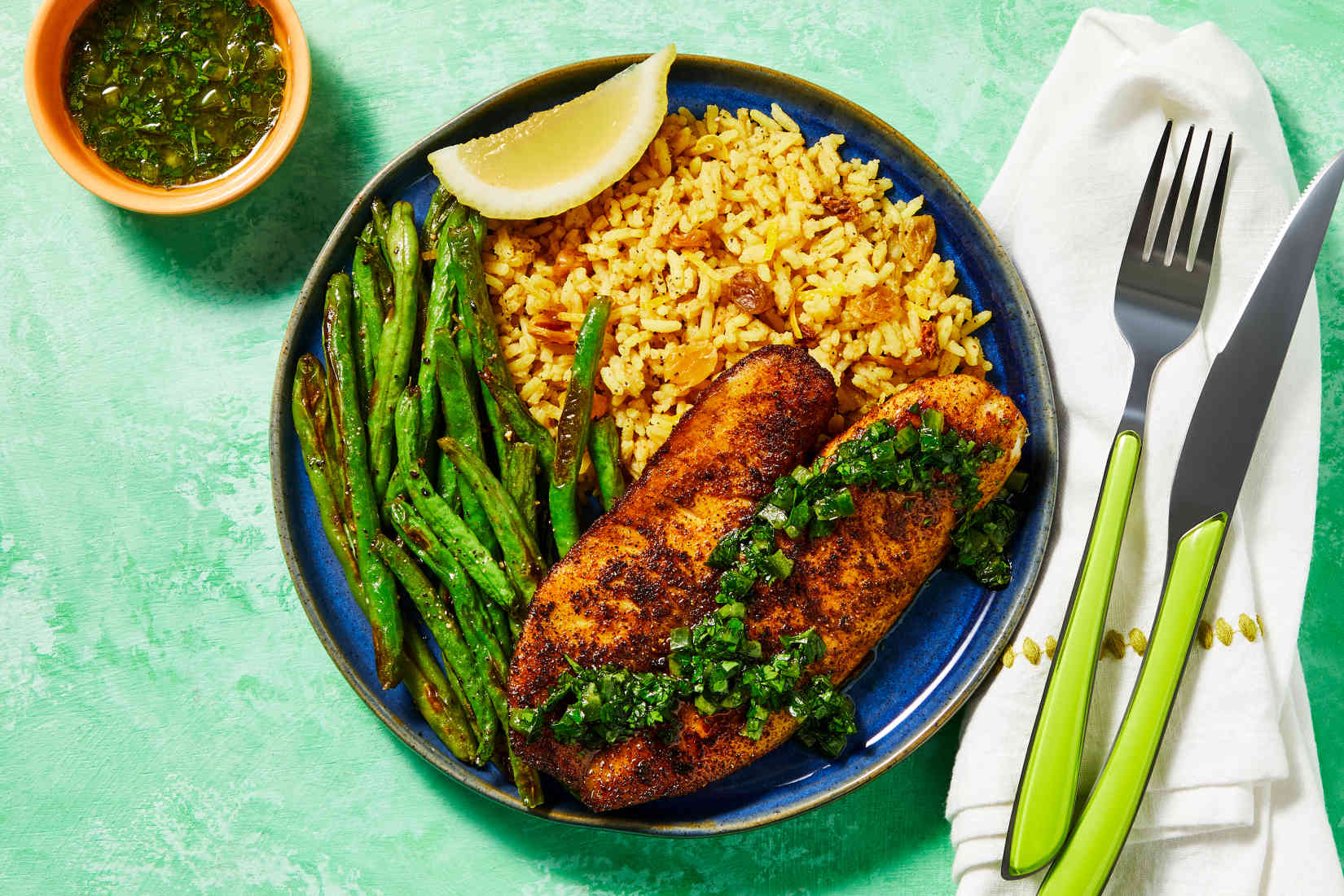 Tunisian-Spiced-Tilapia-with-Chermoula-plus-Jeweled-Rice-Garlicky-Green ...