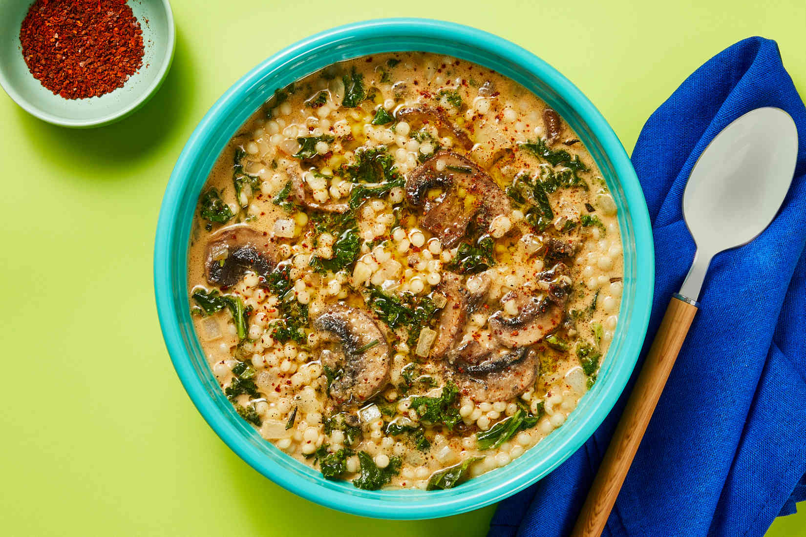 Creamy-Vegan-Mushroom-Stew-with-Couscous-Kale-Rosemary | Feel Electric EMS