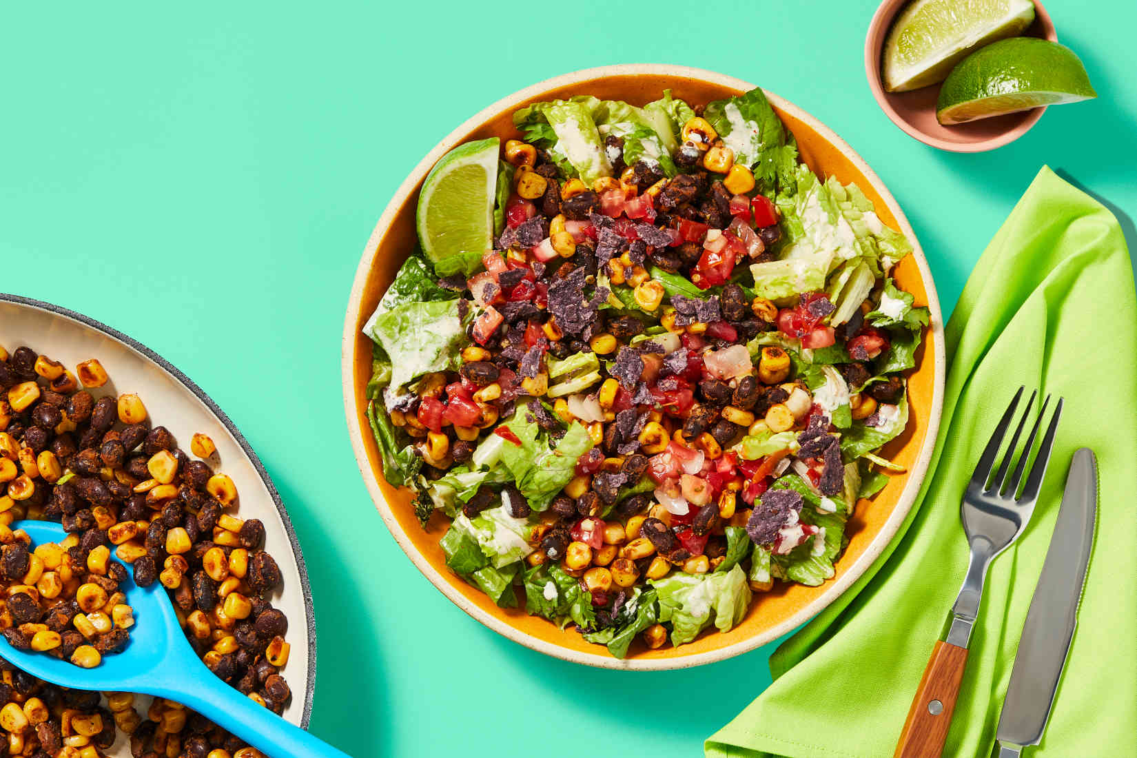 Vegan-One-Pan-Corn-Bean-Taco-Salad-with-Pico-de-Gallo-Creamy-Lime ...