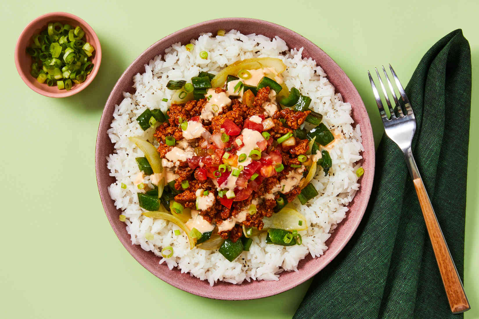 Saucy-Chicken-Burrito-Bowls-with-Charred-Green-Pepper-Pico-de-Gallo ...