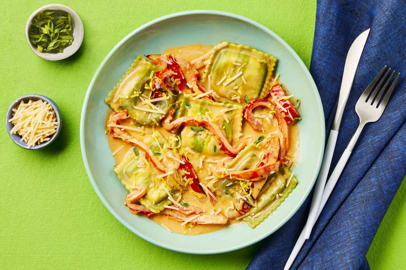 ChickenSausageRicottaRavioliwithRoastedBellPepper Feel