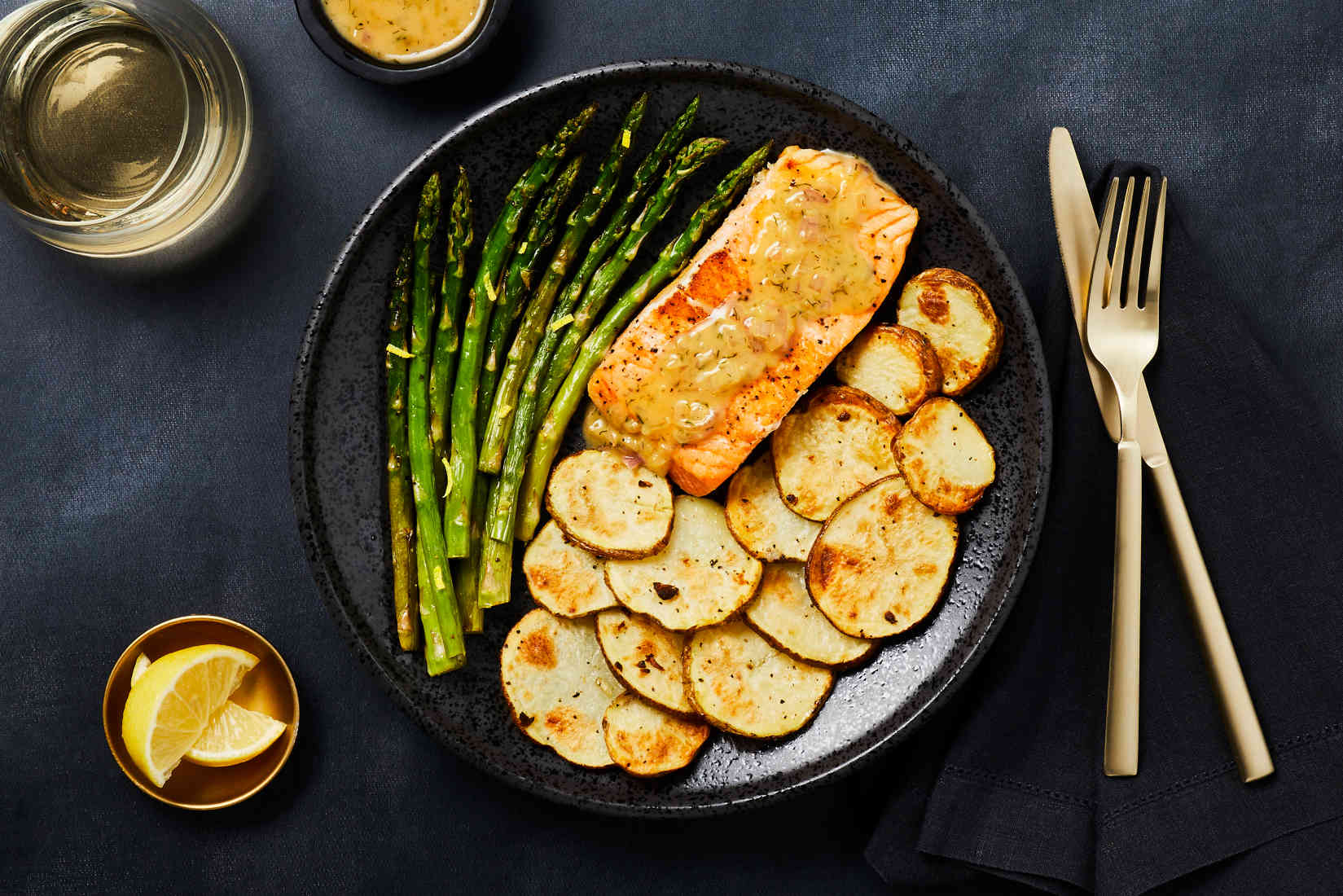 Honey-Dijon-Dill-Trout-with-Shingled-Potatoes-Roasted-Asparagus | Feel ...